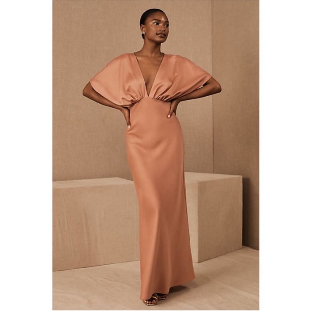 BHLDN Leila Satin Charmeuse Maxi Dress In Sedona Sz 4